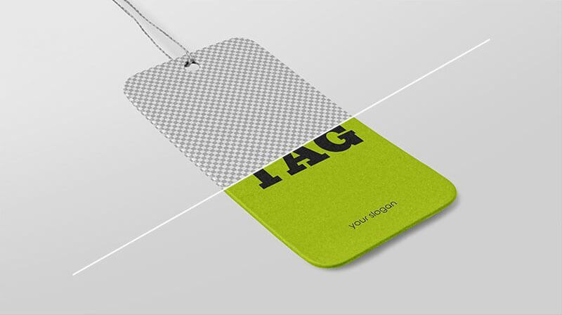 3 Clothing Hang Tag on a Shirt Mockups