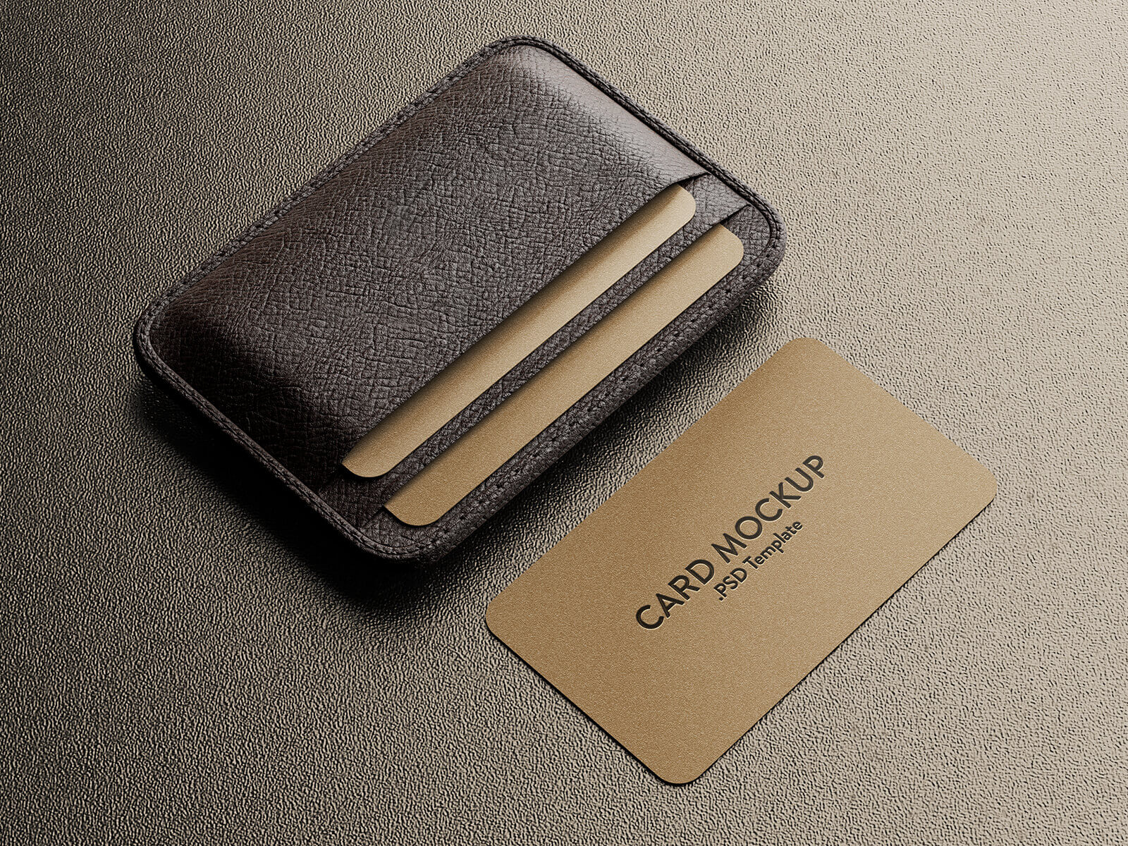 5 Free Business Card With Leather Holder Mockup PSD Files