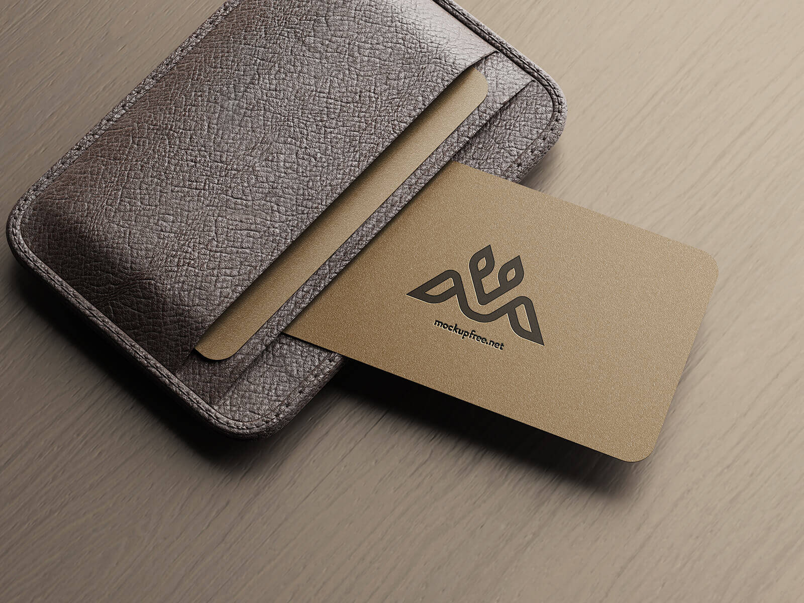 Stitched Leather Card Wallet Mockup 