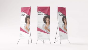 5 Free X-Stand Banner Stand Mockup PSD Files
