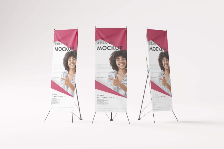 5 Free X-Stand Banner Stand Mockup PSD Files