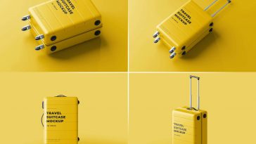 8 Free Rolling Travel Luggage Suitcase Mockup PSD Files