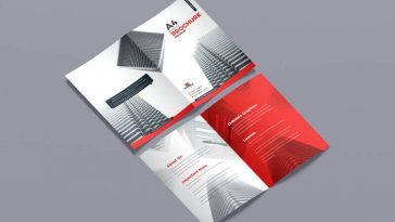Back and Front view of an A4 Brochure Mockup