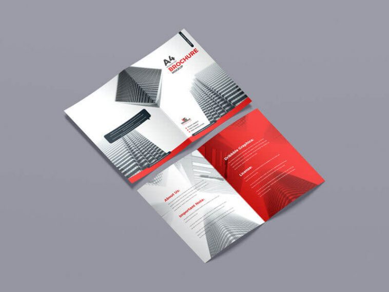 Back and Front view of an A4 Brochure Mockup