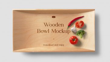 Free Deep Wooden Bowl Mockup