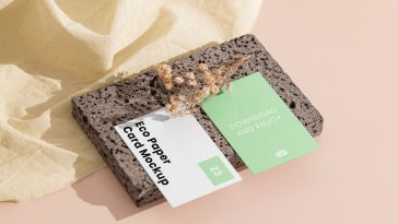 Free Double Business Card on Brick Mockups
