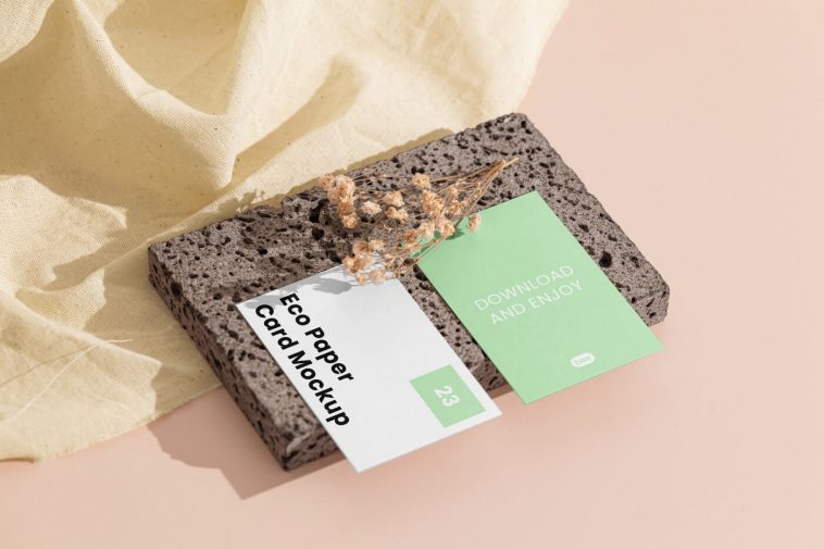 Free Double Business Card on Brick Mockups