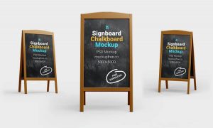 Free A-Stand Chalkboard Mockup PSD Set