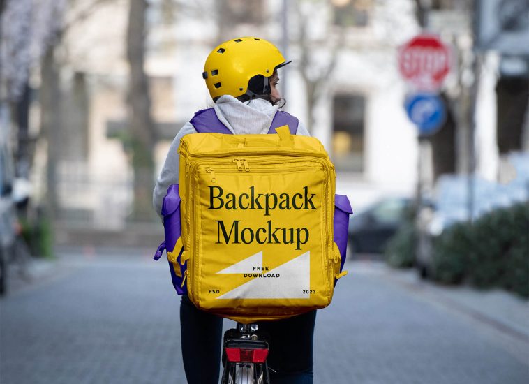 Free Delivery Backpack Mockup PSD