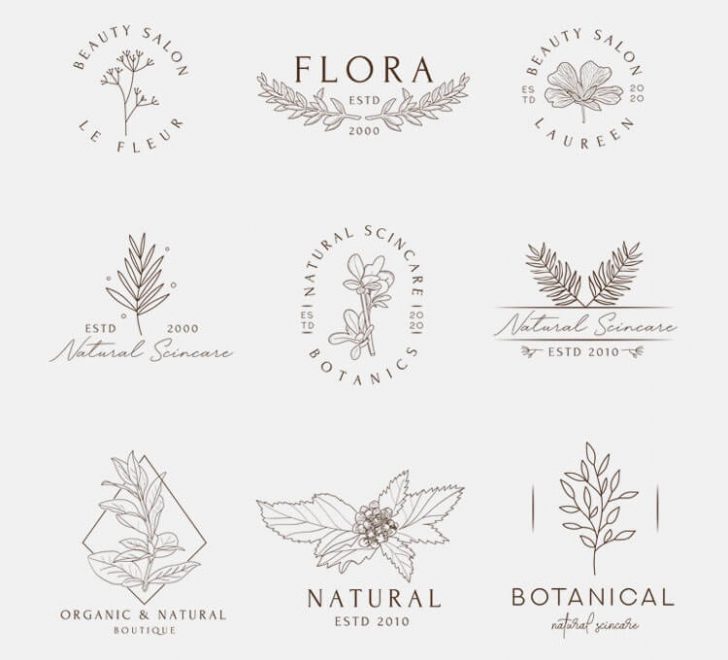 Free Floral Outline logo design Ideas in Vector, PSD template - PsFiles