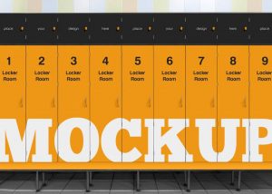Free Locker Room Storage Cabinet Mockup PSD