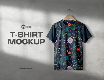 Free Modern Hanging T-shirt Mockup PSD Shadow Over