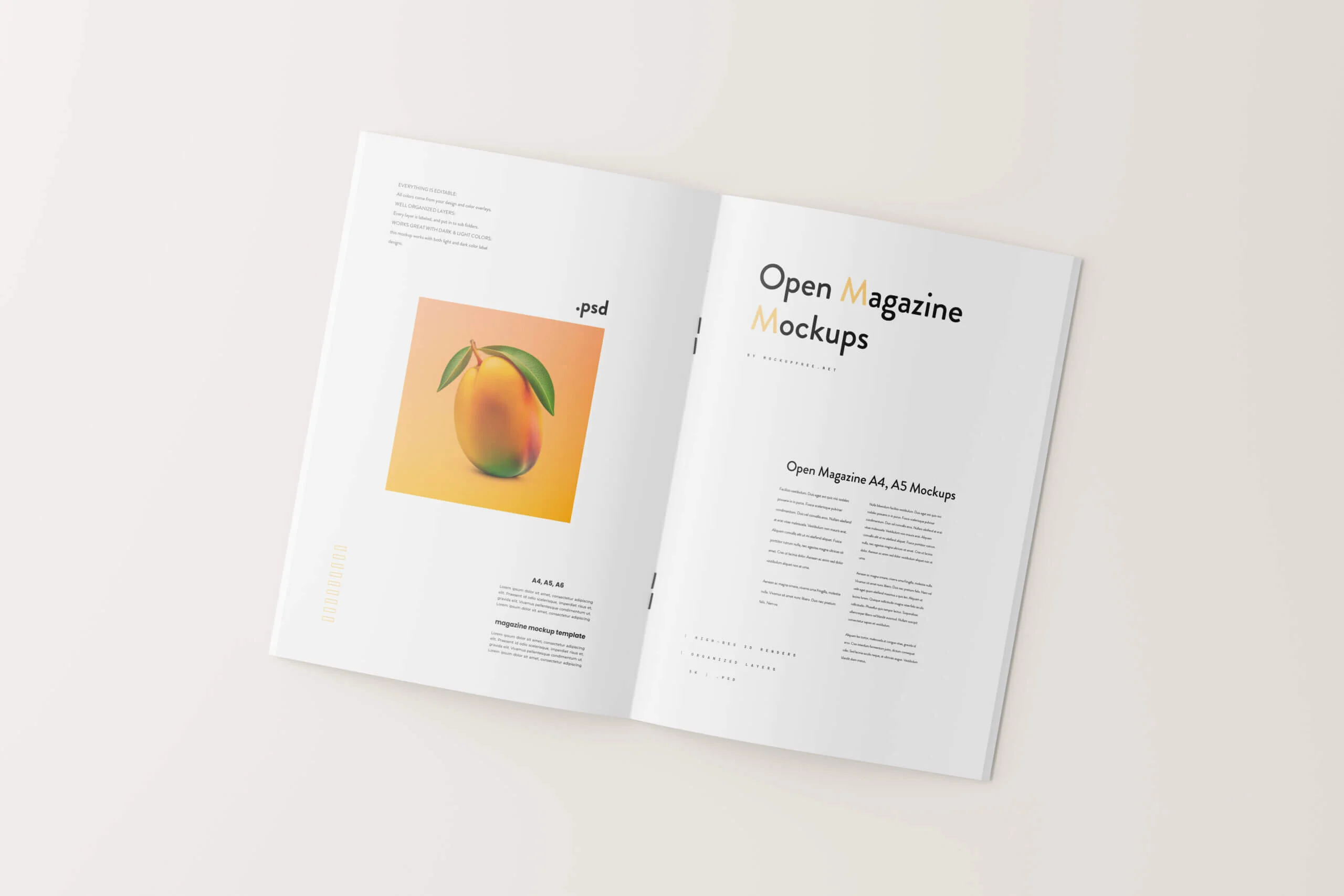 Free A4/ A5 Saddle Stitched Brochure / Magazine Mockup PSD Set