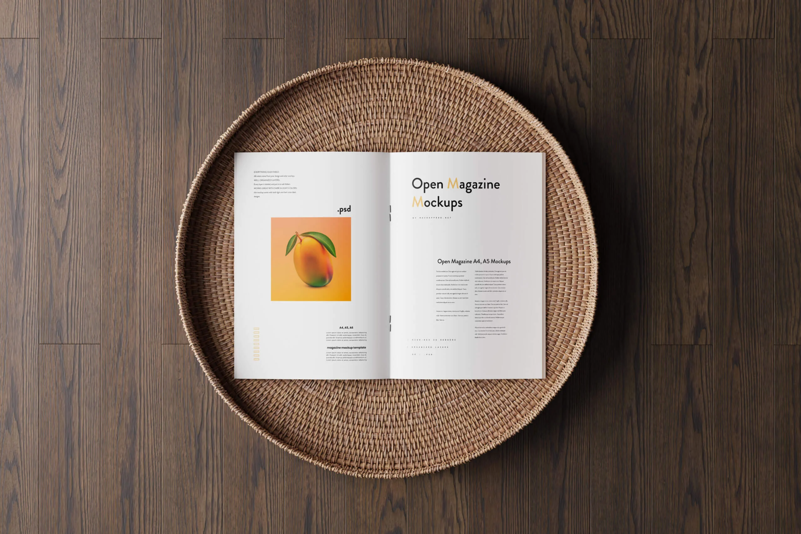 Free A4/ A5 Saddle Stitched Brochure / Magazine Mockup PSD Set