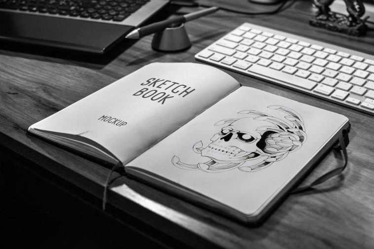 Free A4 Sketchbook Mockup (PSD)