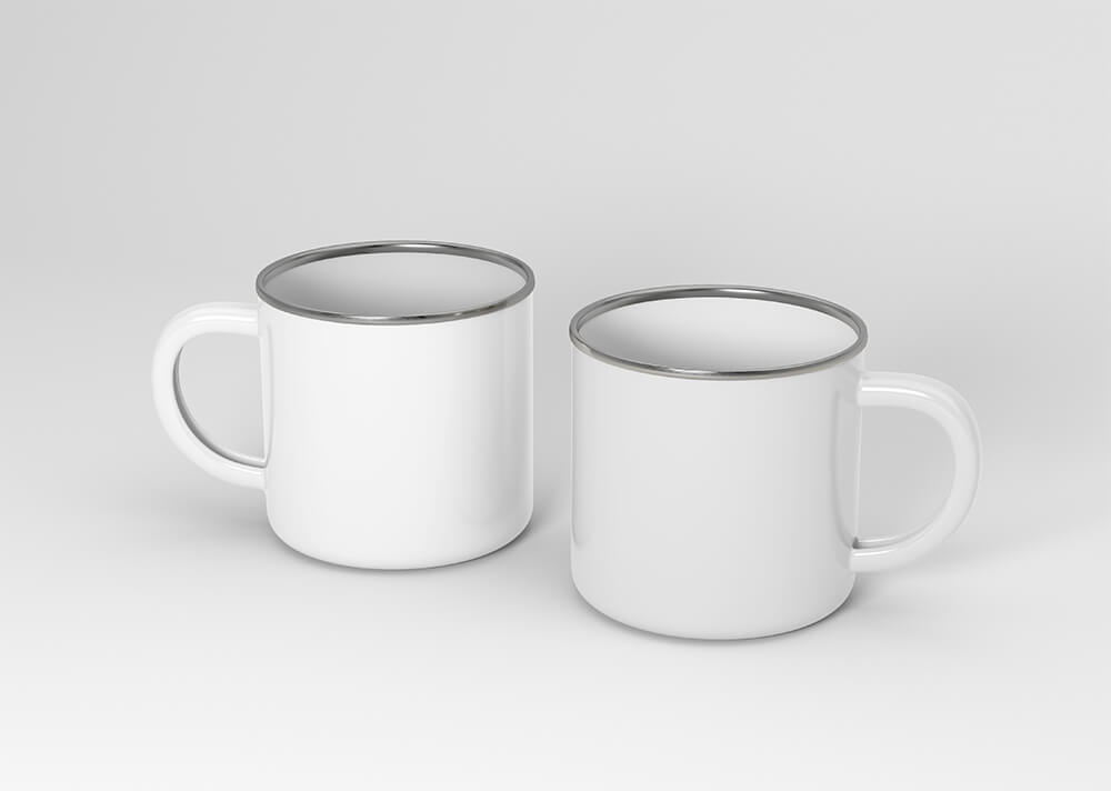 Free Two Enamel Mug Mockup