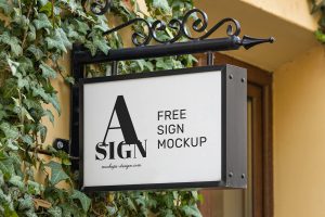 Free Box Signage Mockup PSD