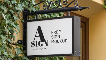 Free Box Signage Mockup PSD