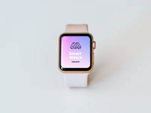 Golden Smart Watch PSD Mockup
