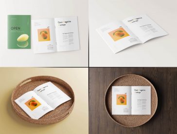 Free A4/ A5 Saddle Stitched Brochure / Magazine Mockup PSD Set