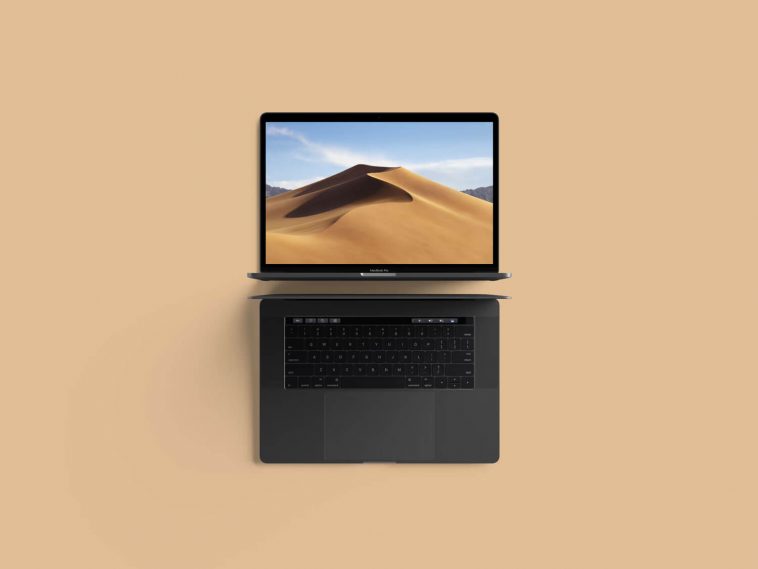 Modern Top View MacBook Pro Mockup