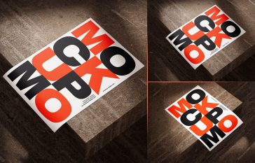 PsFiles 3 Free Poster Flyer Mockups set on Concrete