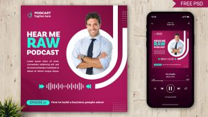 Free Podcast Cover Art Template Design PSD