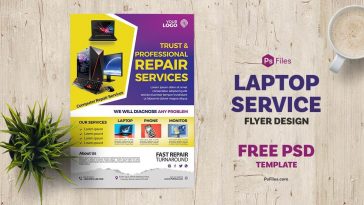 PsFiles Laptop Sales and Service, Repair Fix Free Flyer Design PSD Template