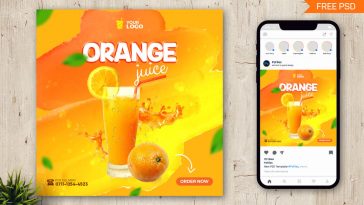 PsFiles Orange Juice Cool Drinks Free Social Media Post Design PSD
