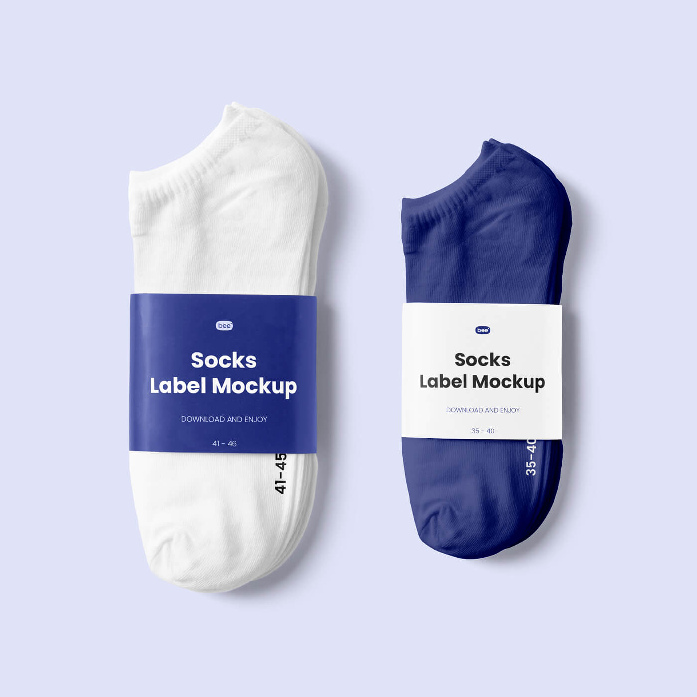 Free Tow Size Pair of Socks with Label Mockup PSD - PsFiles