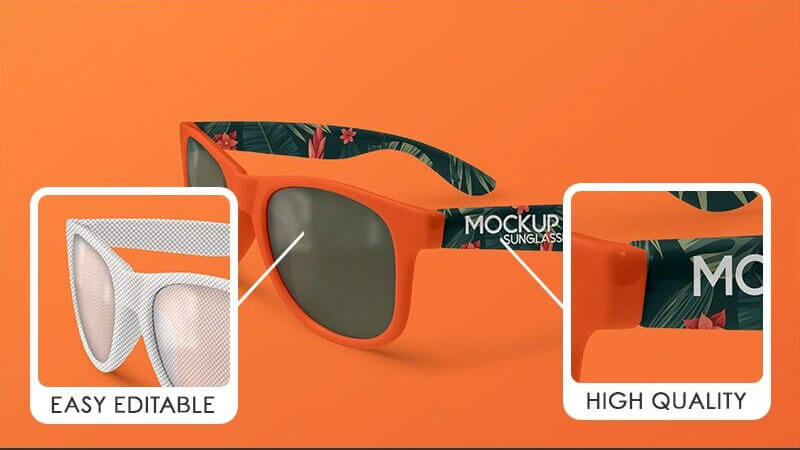 3/4 View Sunglasses Mockup in Plain Setting