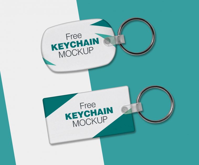 Top View 2 Key Chains on Floor Mockup PSD