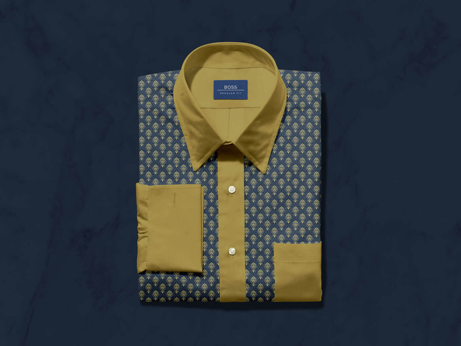 Folded Dress Shirt With Neck Tag Label Mockup