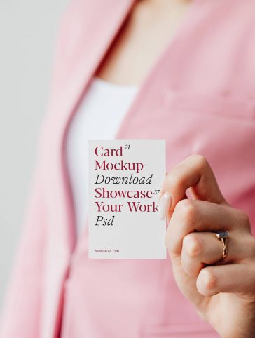 Front View of Business Card Mockup in a Lady’s Hand