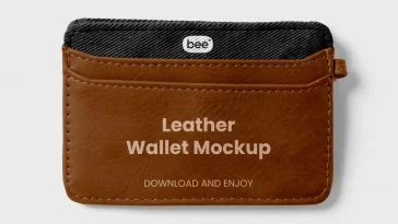 Front View of Small Leather Wallet Mockup