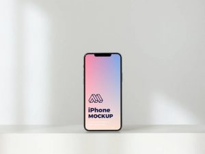 Front View of Standing iPhone Mockup