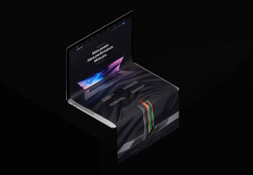 MacBook Covered by Long Wrinkled Scroll Mockup