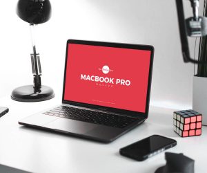 Perspective View of a MacBook Pro Mockup