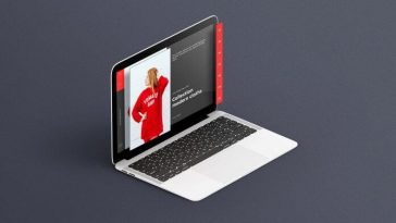 Perspective View of Isometric MacBook Mockup