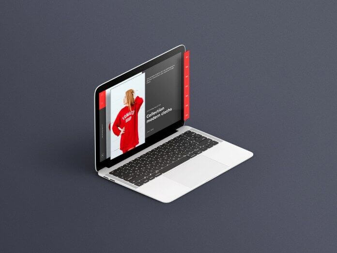 Perspective View of Isometric MacBook Mockup