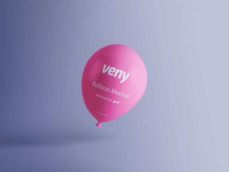 Pink Transparent Balloon Mockup on Grey Background