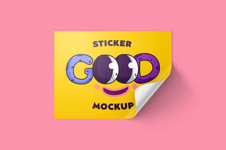Rectangle Sticker Mockup in Front View