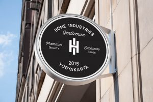 Round Sign Mockup on Building