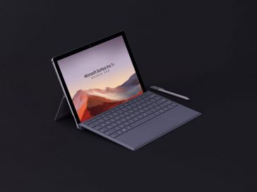 Side View of Microsoft Surface Pro 7+ Mockup