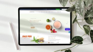 Top View of iPad Pro Mockup with Flower Border