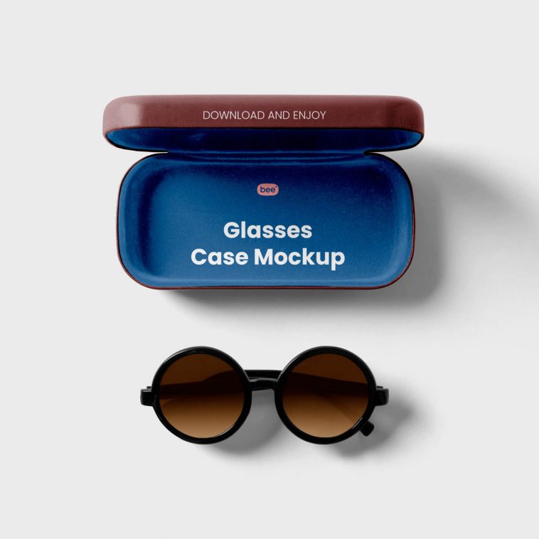 Top View of Open Glasses Case Mockup