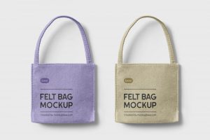 Top View of Two Tote Felt Bags Mockup