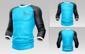 3 Men’s Stretch Long Sleeve Top Mockups in Various Views