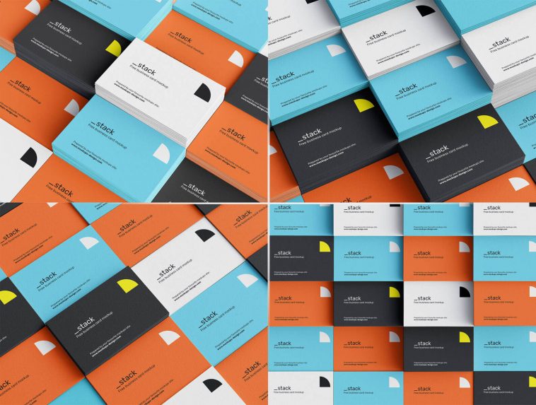 4 Free Stacked Business Cards Mockup PSD Set