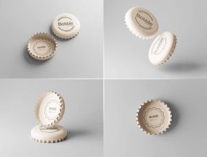 5 Free Fizzy Drink Crown Bottle Cap Mockup PSD Files